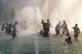 Heat wave cool off Summer in Paris Trocadero fountains by the Eiffel Tower